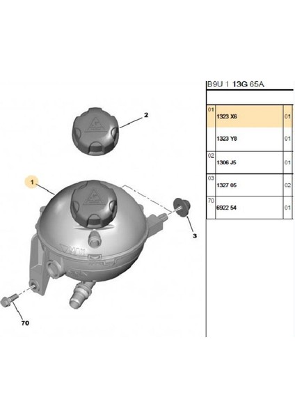 Yedek Su Deposu 3008 5008 Partner Tepee C4 Picasso Berlingo (1323X6-BPE210054) fiyatları