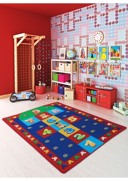 Hopscotch 100 x 150 Kırmızı Bukle Çocuk Halısı