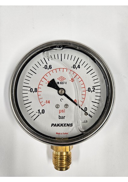 Çap 100 Alttan -1/0 Bar Gliserinli Vakummetre