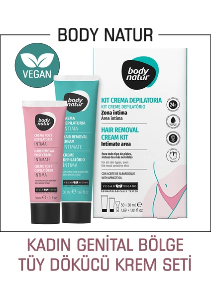 Body Natur Kadınlar İçin Genital Özel Bölge Tüy Dökücü Krem Seti T Bölgesi Tüy Dökücü & Uygulama Sonrası Balsam