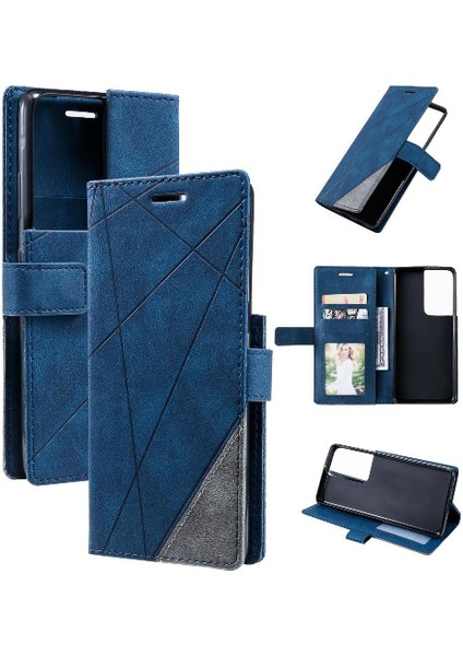 Samsung Galaxy S21 Ultra Darbeye Pu Deri Manyetik Kart Flip Case (Yurt Dışından)