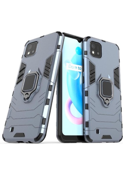 Realme C20 Kickstand Darbeye Kapak Için Kılıf 360 &deg; Dönen Halka Askeri (Yurt Dışından)