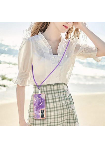 Kılıf 90 5g Tampon Crossbody Kordon Askısı Mermer Anti-Scratch (Yurt Dışından)