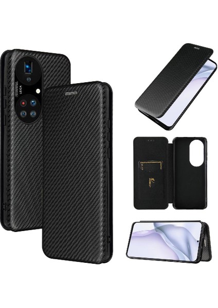 Kart Tutucu Kickstand Manyetik Karbon Fiber ile Huawei P50 Pro Için Kılıf (Yurt Dışından)