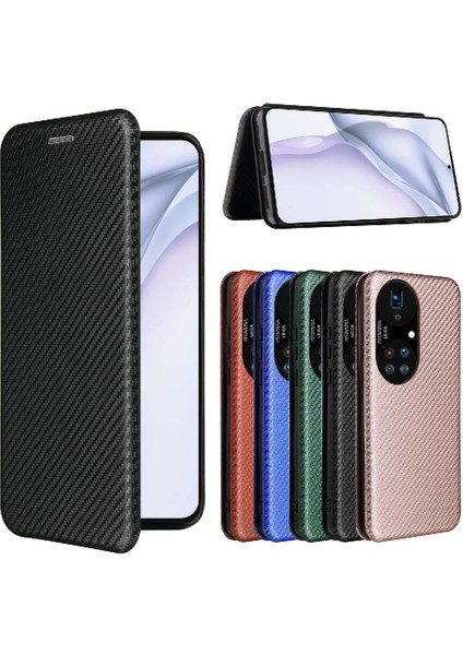 Kart Tutucu Kickstand Manyetik Karbon Fiber ile Huawei P50 Pro Için Kılıf (Yurt Dışından) modelleri