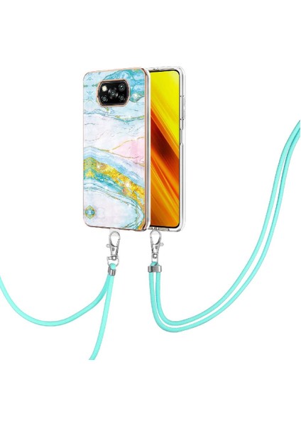 Xiaomi Poco X3 Nfc Anti-Scratch Yumuşak Tampon Mermer Crossbody Için Kılıf (Yurt Dışından)