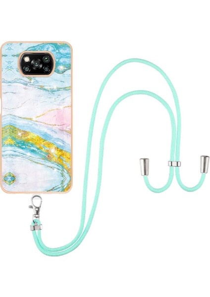 Xiaomi Poco X3 Nfc Anti-Scratch Yumuşak Tampon Mermer Crossbody Için Kılıf (Yurt Dışından)