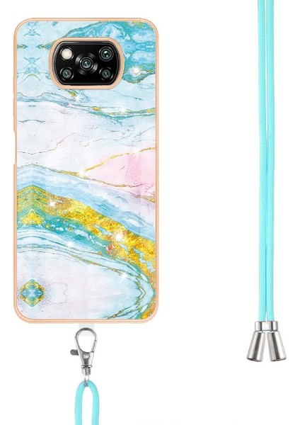 Xiaomi Poco X3 Nfc Anti-Scratch Yumuşak Tampon Mermer Crossbody Için Kılıf (Yurt Dışından)