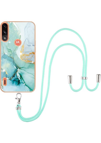Motoroal Moto E7 Güç Crossbody Kordon Askısı Mermer Yumuşak Tampon Için Kılıf (Yurt Dışından)