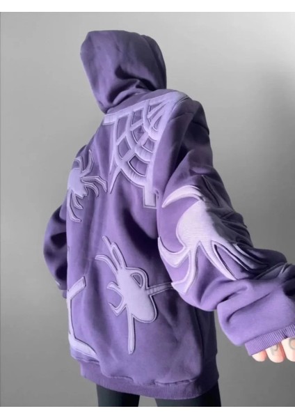 Yarım Fermuarlı Kapüşonlu Sweatshirt - Mor fiyatları