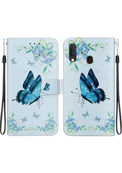 Samsung Galaxy A20E Kart Yuvaları Için Kılıf Manyetik Kapatma Kelebek Çiçek (Yurt Dışından)