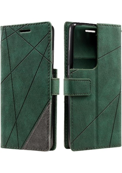 Samsung Galaxy S21 Ultra Darbeye Pu Deri Manyetik Kart Flip Case (Yurt Dışından)