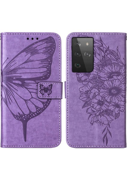 Samsung Galaxy S21 Ultra 5g Kapak Çevirin Kabartma Kelebek (Yurt Dışından)