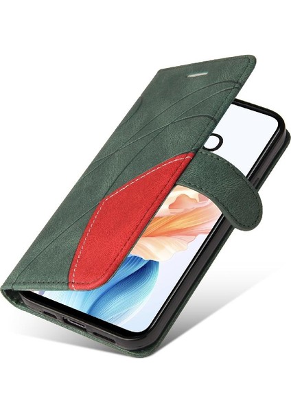 Oppo A79 5g Kickstand Koruyucu Iki Renkli Dikiş Pu Deri Için Kılıf (Yurt Dışından)