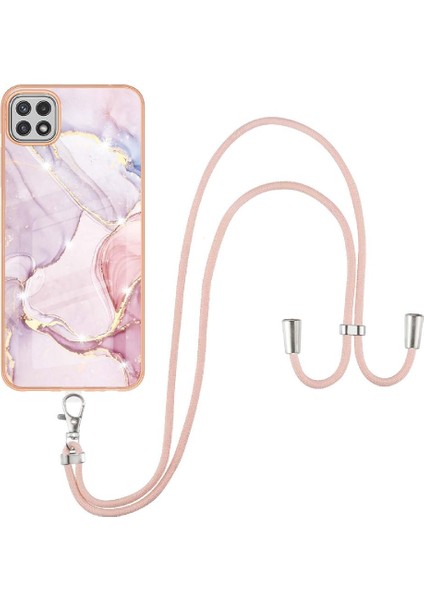 Samsung Galaxy A22 5g Crossbody Kordon Askısı Mermer Anti-Scratch Için Kılıf (Yurt Dışından)