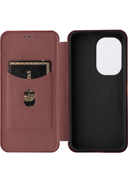 Asus Zenfone 9 Için Kılıf Deri Folio Flip Case Manyetik Karbon Fiber (Yurt Dışından)