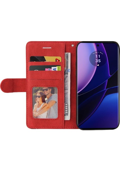 Motorola Kenar 40 5g Kickstand Koruyucu Pu Deri Flip Folio Için Kılıf (Yurt Dışından)