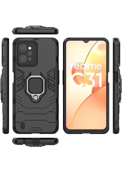Realme C31 Için Kılıf Kickstand Askeri Damla Koruma 360 &deg; Dönen Halka (Yurt Dışından) modelleri