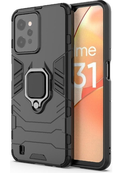 Realme C31 Için Kılıf Kickstand Askeri Damla Koruma 360 &deg; Dönen Halka (Yurt Dışından) indirimleri