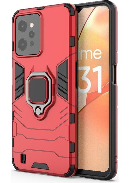 Realme C31 Için Kılıf Kickstand Askeri Damla Koruma 360 &deg; Dönen Halka (Yurt Dışından) modelleri
