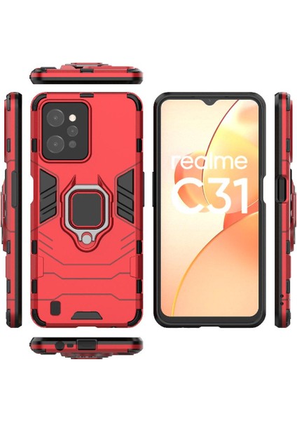 Realme C31 Için Kılıf Kickstand Askeri Damla Koruma 360 &deg; Dönen Halka (Yurt Dışından) fırsatları