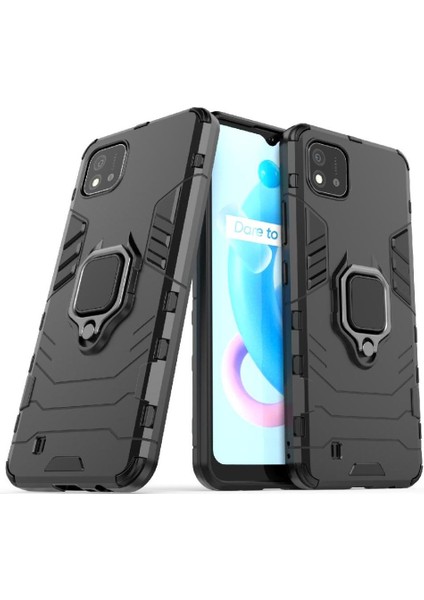 Realme C20 Kickstand Darbeye Kapak Için Kılıf 360 &deg; Dönen Halka Askeri (Yurt Dışından)