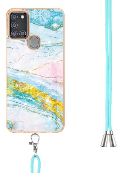 Samsung Galaxy A21S Anti-Scratch Yumuşak Mermer Crossbody Kordon Için Kılıf (Yurt Dışından)