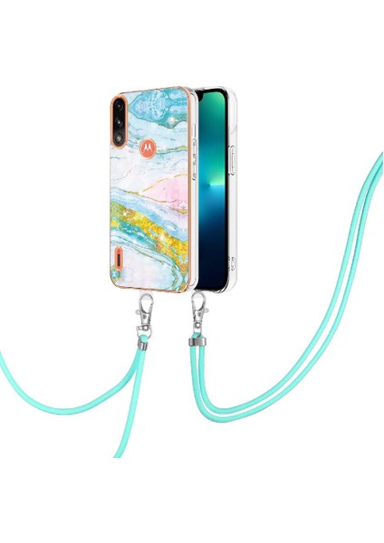 Motoroal Moto E7 Güç Crossbody Kordon Askısı Mermer Yumuşak Tampon Için Kılıf (Yurt Dışından)