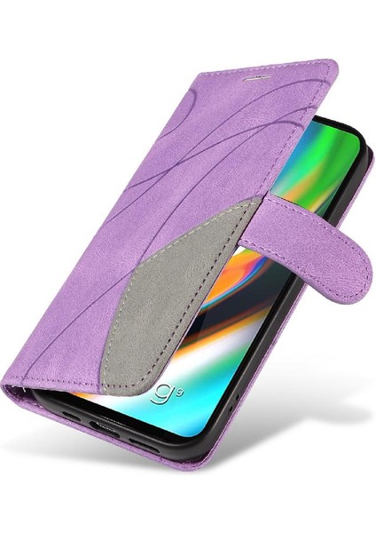 Motorola Moto G9 Artı Iki Renkli Dikiş Pu Deri Flip Folio Için Kılıf (Yurt Dışından) modelleri