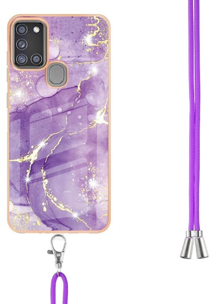 Samsung Galaxy A21S Anti-Scratch Yumuşak Mermer Crossbody Kordon Için Kılıf (Yurt Dışından)