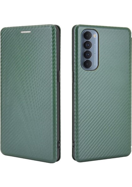 Oppo Reno4 Pro 4g Için Kılıf Tam Koruma Manyetik Karbon Fiber Deri (Yurt Dışından)