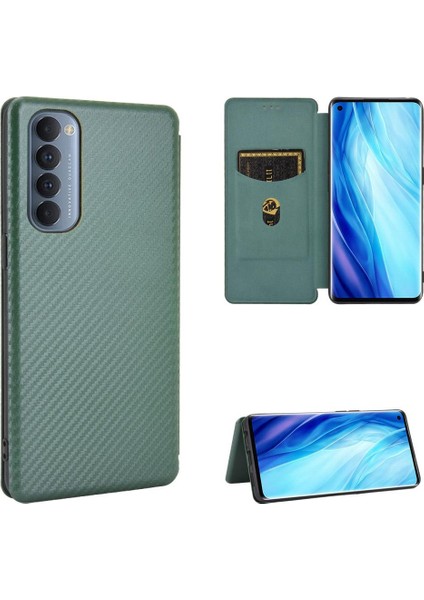 Oppo Reno4 Pro 4g Için Kılıf Tam Koruma Manyetik Karbon Fiber Deri (Yurt Dışından)