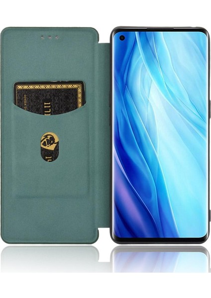 Oppo Reno4 Pro 4g Için Kılıf Tam Koruma Manyetik Karbon Fiber Deri (Yurt Dışından)