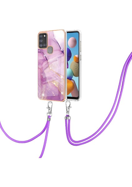 Samsung Galaxy A21S Anti-Scratch Yumuşak Mermer Crossbody Kordon Için Kılıf (Yurt Dışından)