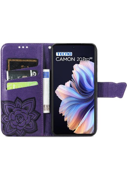 Tecno Camon 20 Pro 5g Iş Kelebek Kanat Cüzdan Için Kılıf (Yurt Dışından)