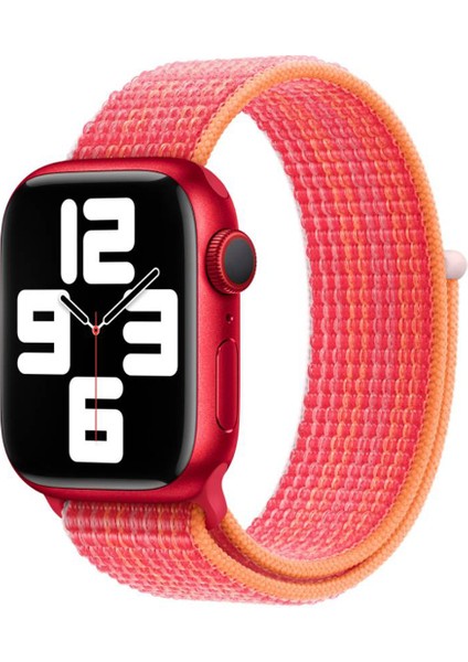 Watch Ultra 49MM Kordon Uyumlu Krd-03 Hasır Strap Kayış Blt Stripe Red