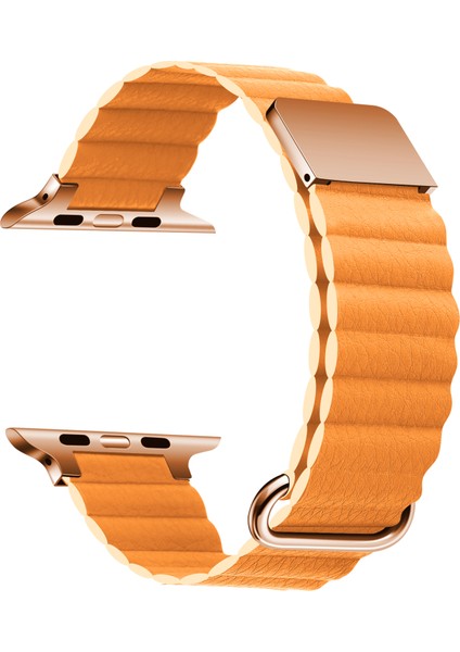 ​​​watch 7 41MM Uyumlu Krd-78 Pu Deri Kordon Strap Kayış App Turuncu