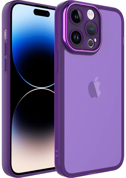 iPhone 14 Pro - Uyumlu Kamera Korumalı Transparan Appfube Post Kapak-Derin Mor