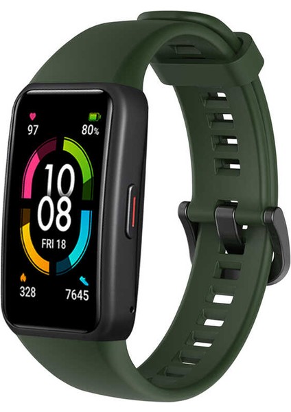 Huawei Band 6 Uyumlu Krd-47 Uyumlu Kordon App Koyu Yeşil