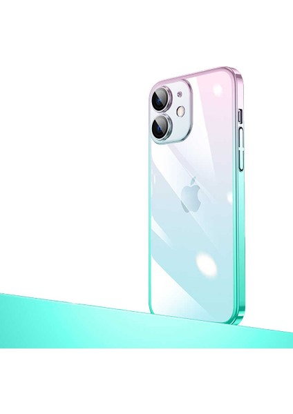 iPhone 12 - Uyumlu Parlak Renk Geçişli Kamera Korumalı Appfube Senkron Kapak-Pembe-Mavi