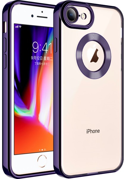 iPhone 8 - Uyumlu Kamera Korumalı Logo Gösteren Appfube Omega Kapak-Derin Mor