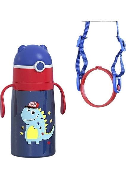 Paslanmaz Çelik Çocuk Termos Bardak Kolu Omuz Askısı Çift Amaçlı Damlatmaz Bardak (Yurt Dışından)