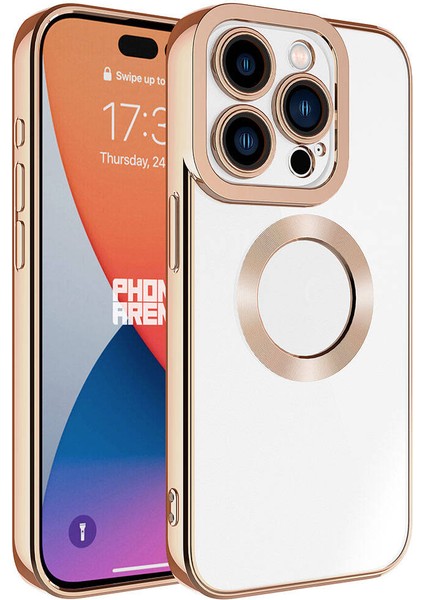 iPhone 15 Pro Max - Uyumlu Kamera Korumalı Logo Gösteren Appfube Omega Kapak-Rose Gold