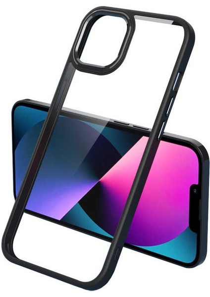 iPhone 13 Pro Max - Uyumlu Appfube Krom Kapak-Siyah