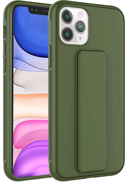 iPhone 11 Pro Max - Uyumlu Appfube Qstand Kapak-Koyu Yeşil