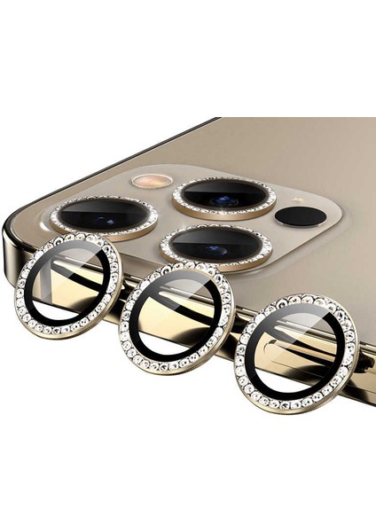 iPhone 11 Pro Uyumlu App Cl-06 Kamera Lens Koruyucu-Gold