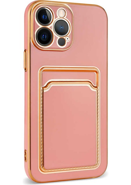 iPhone 13 Pro Max - Uyumlu Appfube Bark Kartlıklı Kapak-Rose Gold