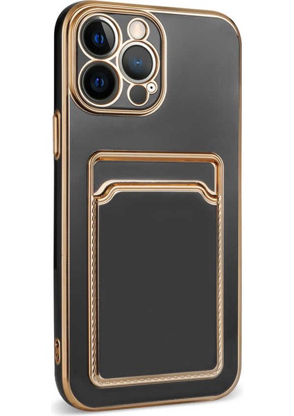 iPhone 13 Pro Max - Uyumlu Appfube Bark Kartlıklı Kapak-Rose Gold