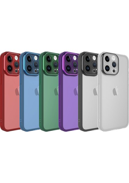 iPhone 14 Pro Max - Uyumlu Kamera Korumalı Transparan Appfube Post Kapak-Derin Mor