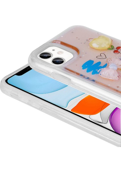 iPhone 11 - Uyumlu Kabartma Figürlü Parlak Appfube Minimini Silikon Kapak-Pembe indirimleri